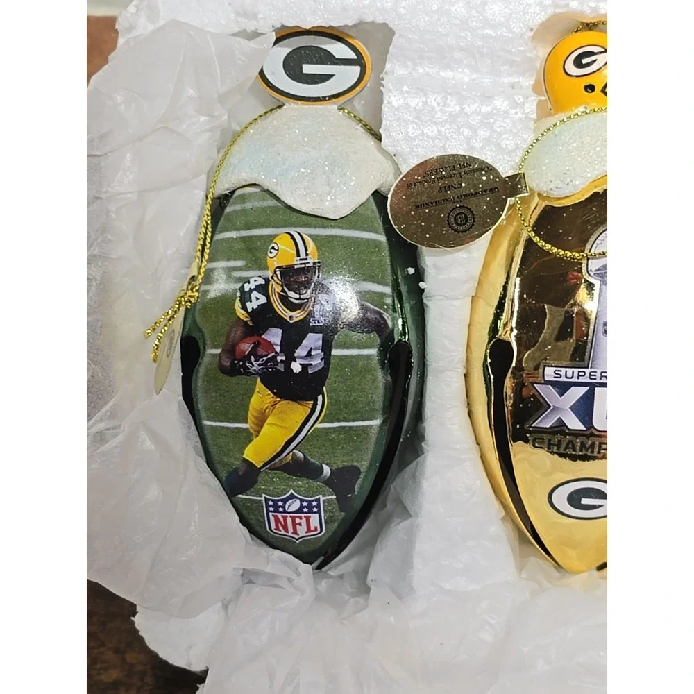 GREEN BAY PACKERS bradford exchange 3pc ornament football bells Collectible Xmas